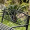 Gardenised Outdoor Garden Patio Steel Park Bench Lawn Decor with Cast Iron Unique Design Back, Black Seating Bench for Yard, Patio, Garden, Balcony, and Deck QI004257 - alternate 4